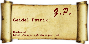 Geidel Patrik névjegykártya